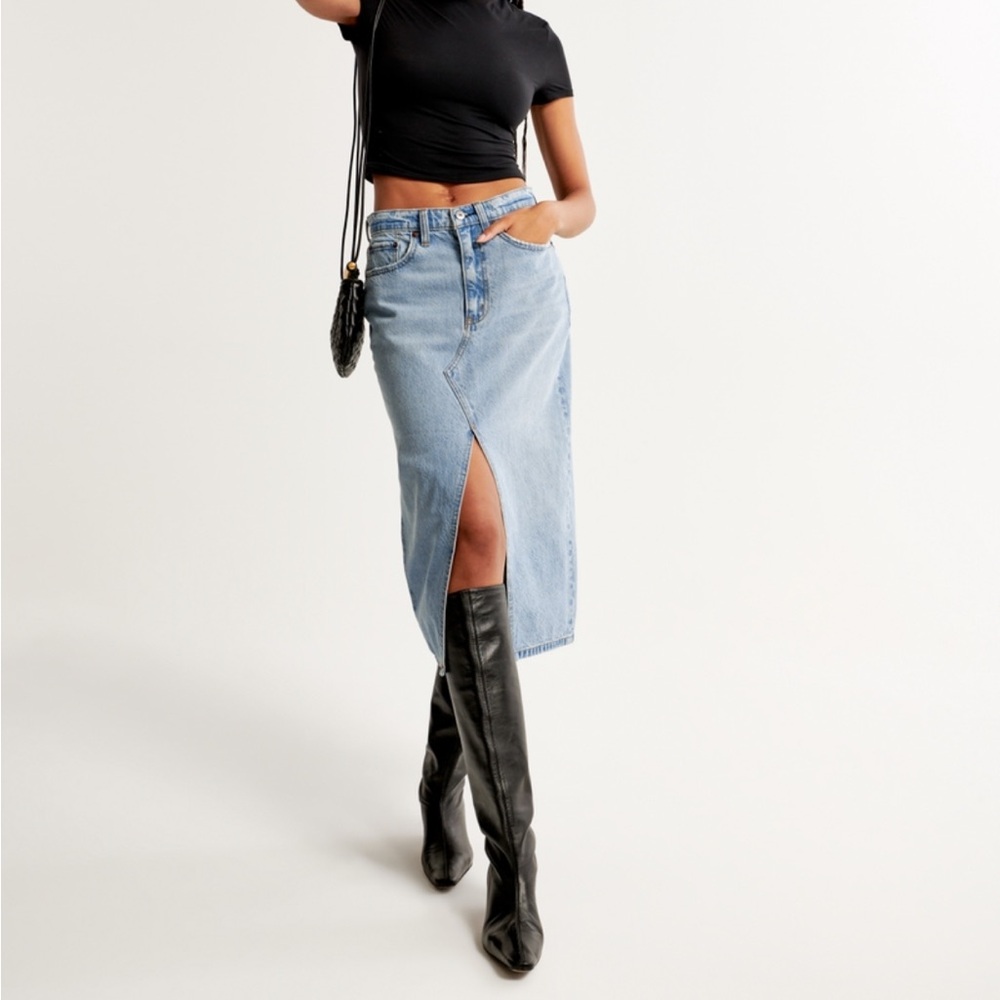 Abercrombie & Fitch Denim Midi Skirt